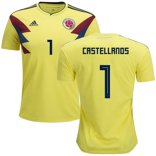 Colombia #1 Castellanos Home Soccer Country Jersey
